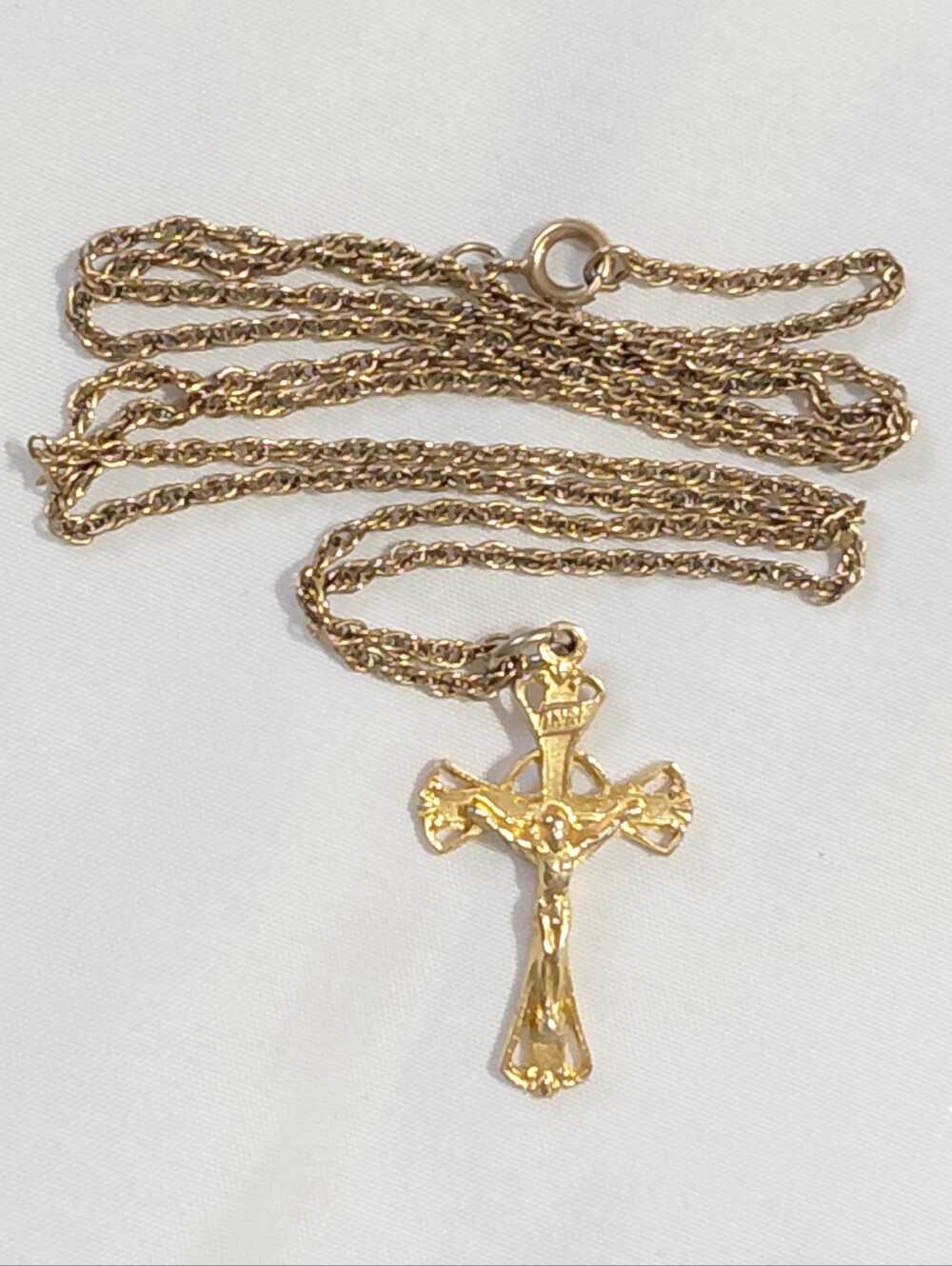 Vintage Chapel Gold Cross Crucifix Necklace